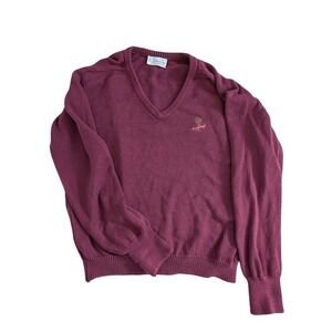 Vintage Men Golf Pickering V-Neck Sweater Rancho Sante Fe Embroidery 100% Cotton